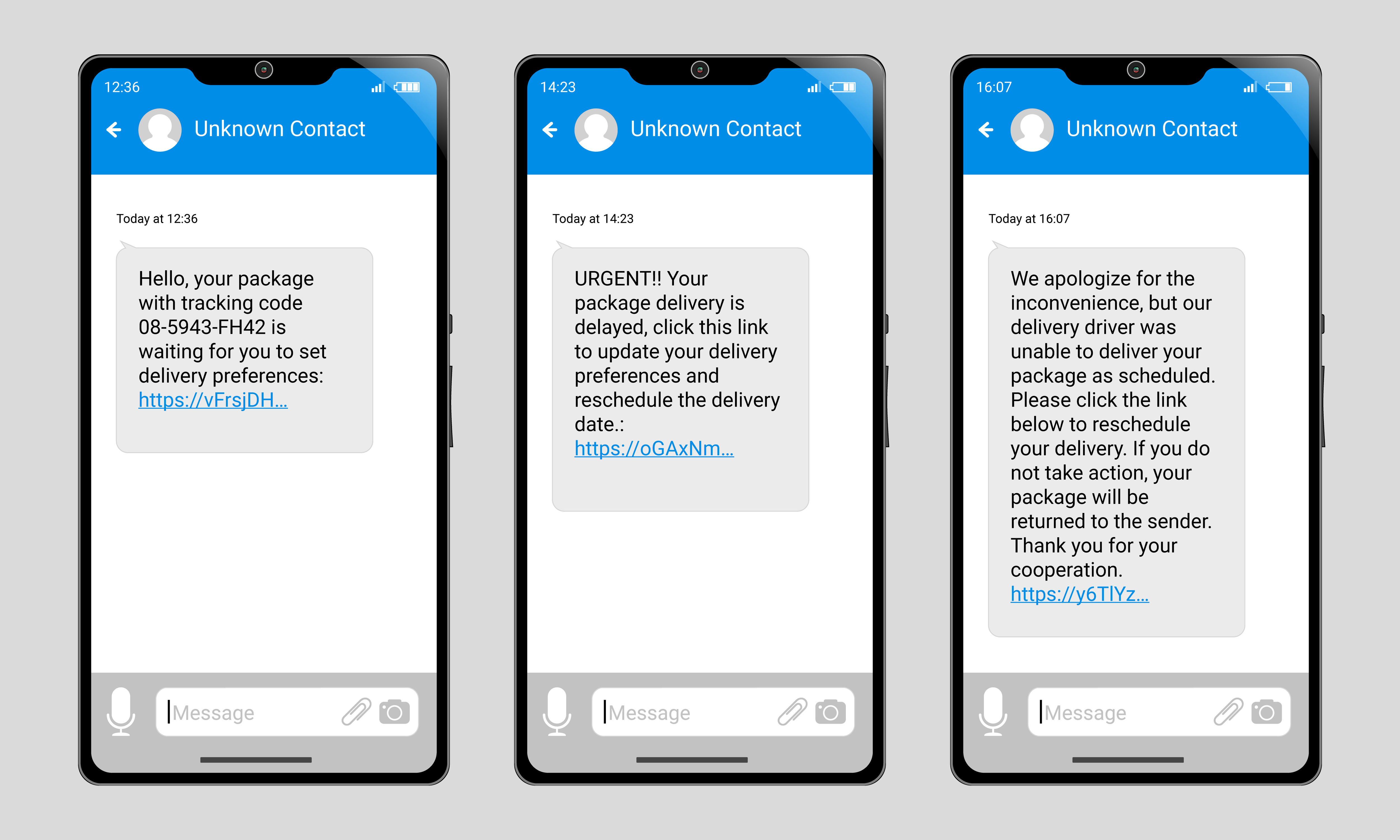 Phishing text message examples