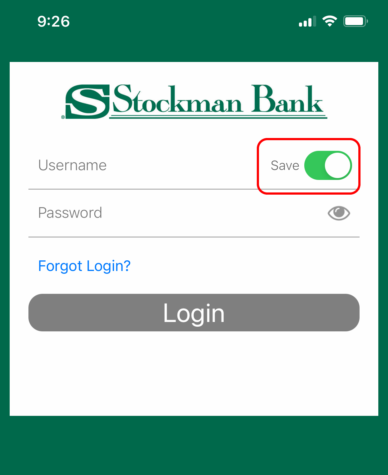 Save Login Button